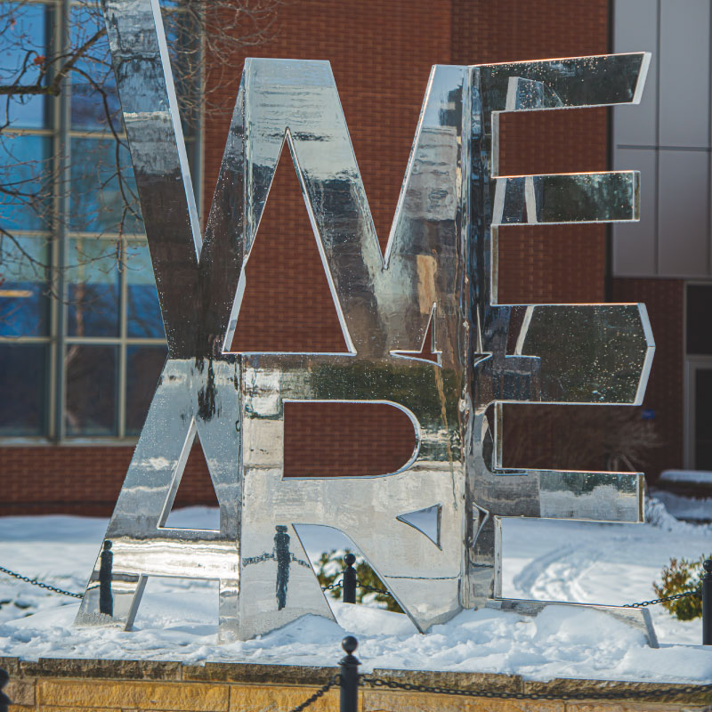 We Are Sculpture in winter on the Penn State Campus