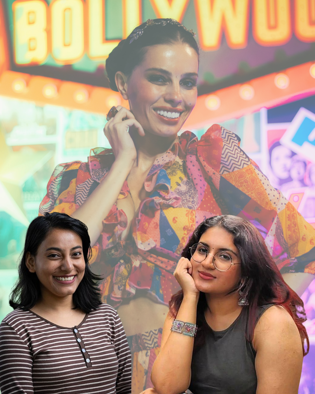 Image of Bollywood dancer and the two trainers in this program